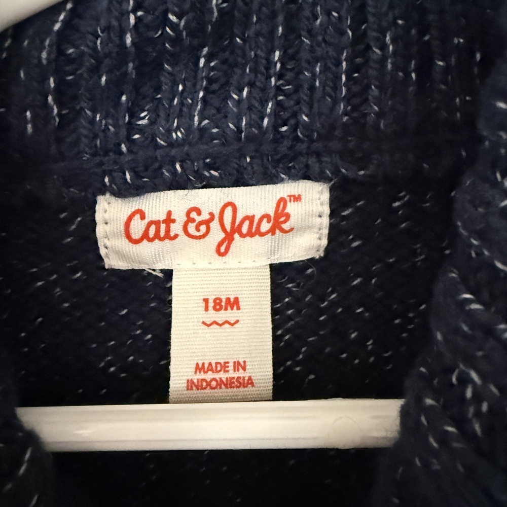 Cat & Jack Navy Blue Knit Sweater w/ Buttons - Size 12-18 months - Picture 3 of 3